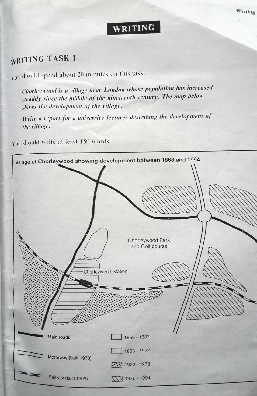 Chorleywood is a village near London whose ppulation has increased steadily since the middle of